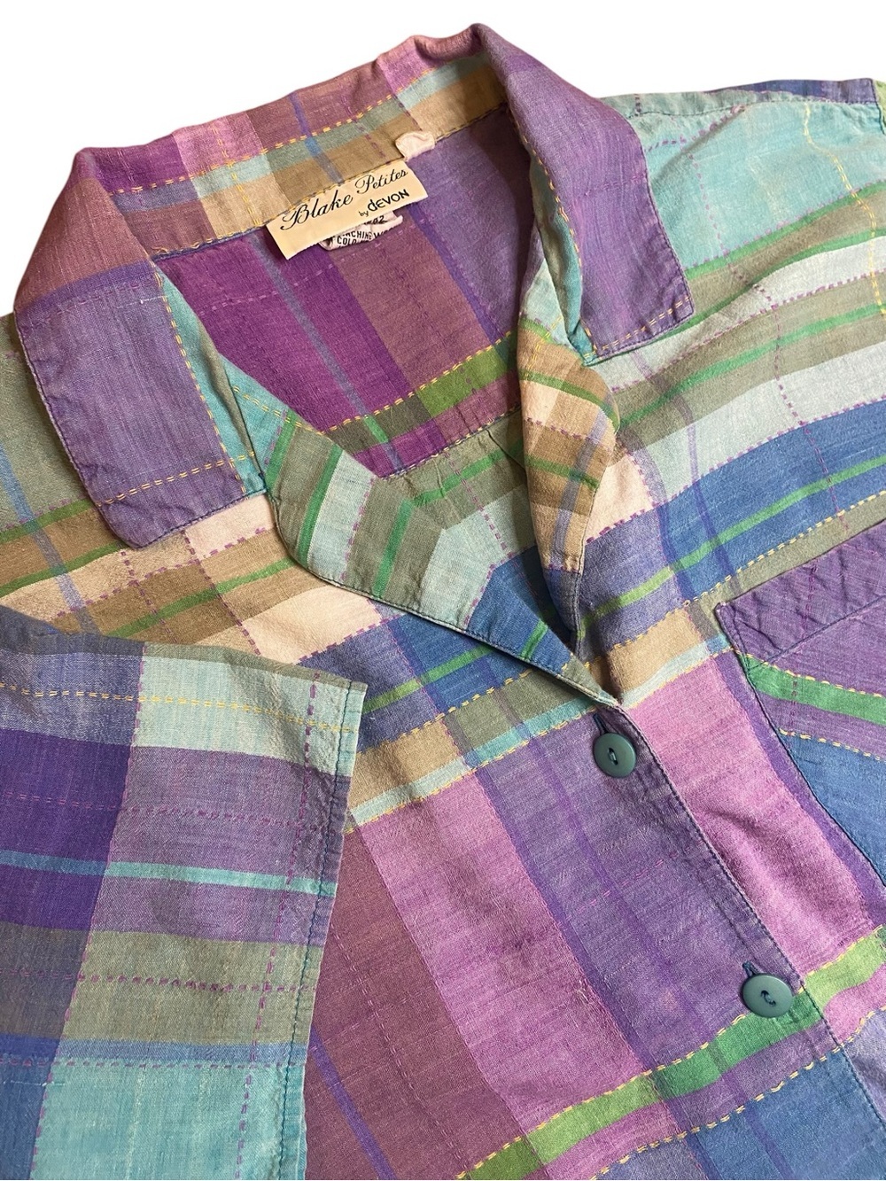 Vintage Devon Plaid Top Women’s M 90s Mom Cottagecore Whimsy Summer Twee Grandma